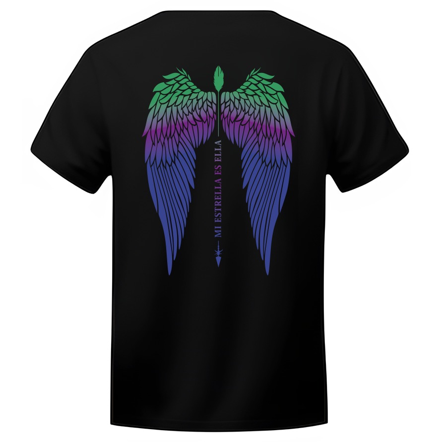 Polo Unisex Negro “Mi estrella es ella” Estampado Color – Starcris - Imagen 3